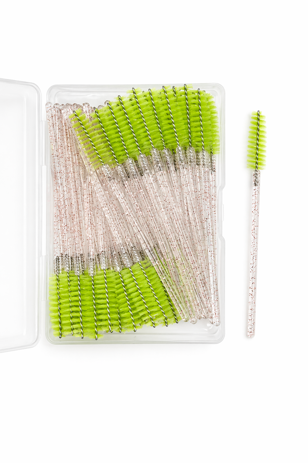 Wimpernbürstchen mit Nylonstiel, hellgrüne Borsten (50 Stk./Packung)