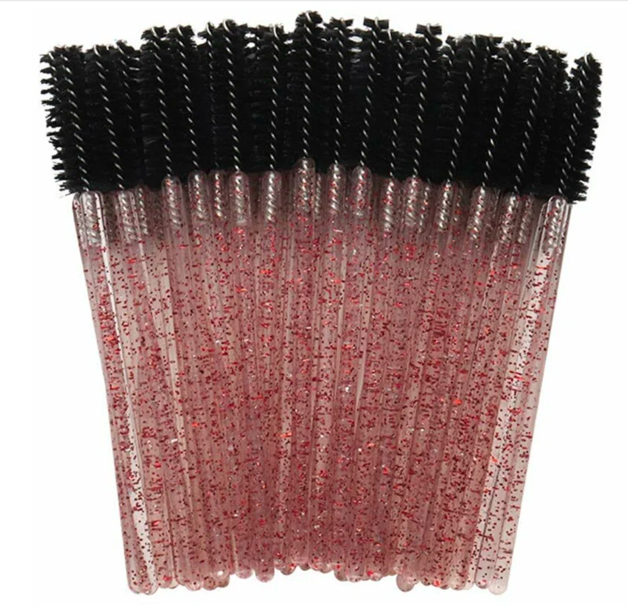 Wimpernbürstchen mit Glitzergriff, schwarze Borsten (50 Stk./Packung)