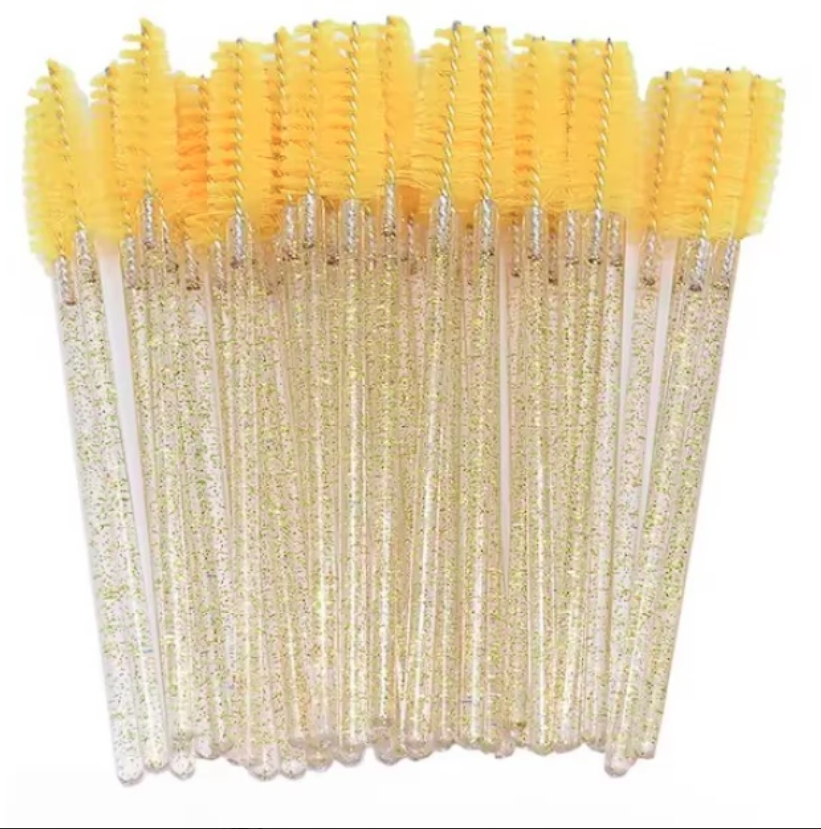 Wimpernbürstchen mit Nylonstiel, gelbe Borsten (50 Stk./Packung)